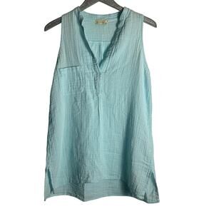 Stark X Linen Gauze Tunic Tank Top Light Blue